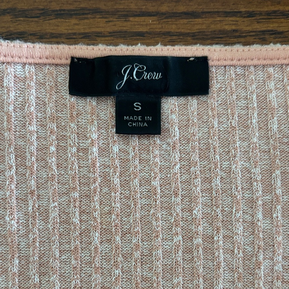 J Crew Size S Pink Ribbed V-Neck Style #AE250 - Picture 2 of 6